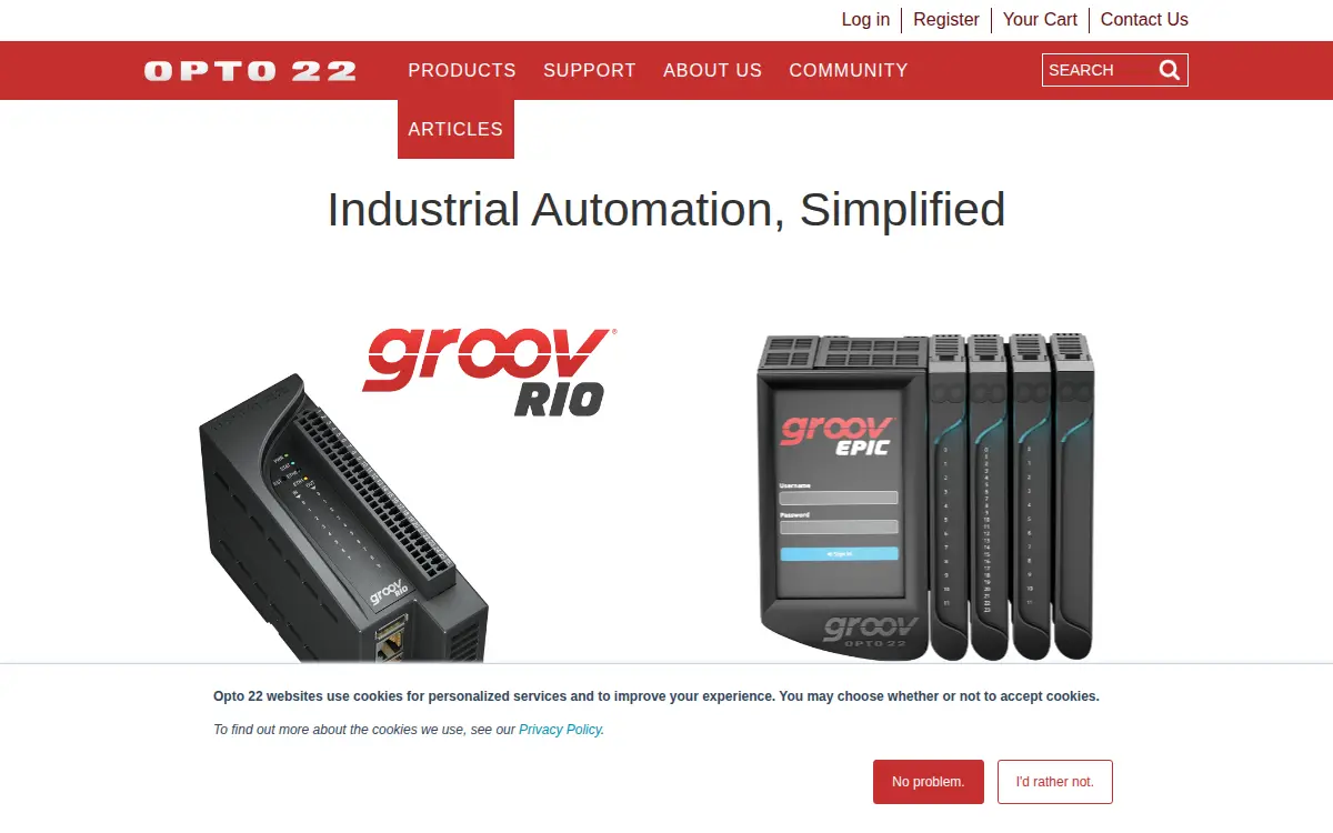 Homepage of Opto 22