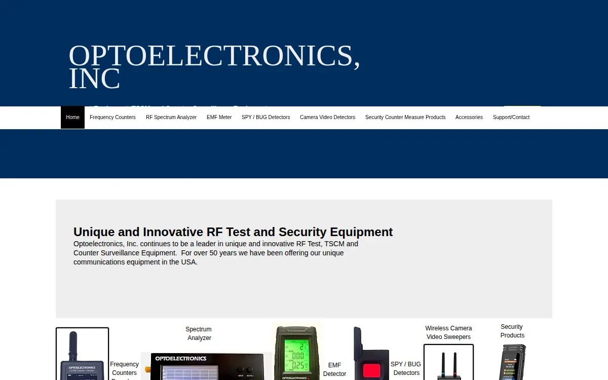 Homepage of Optoelectronics, INC.