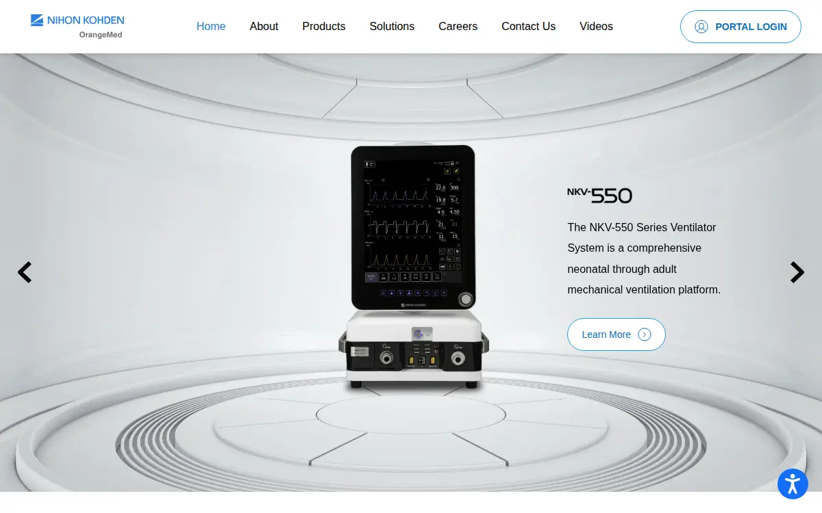 Homepage of Nihon Kohden Orangemed, LLC