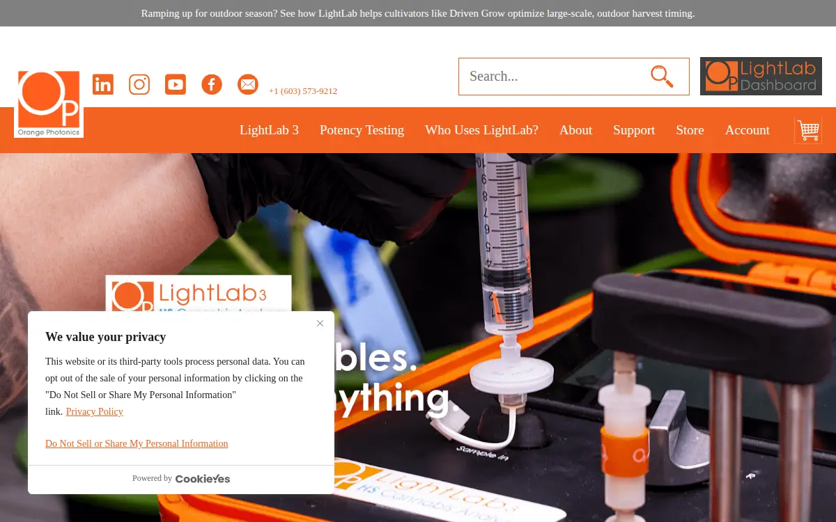 Homepage of Orange Photonics, INC.
