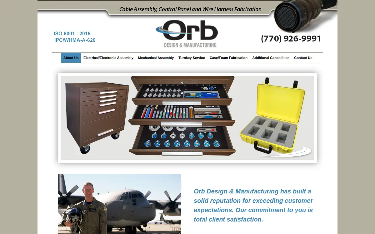 Homepage of Orb Design and Manufacturing, INC