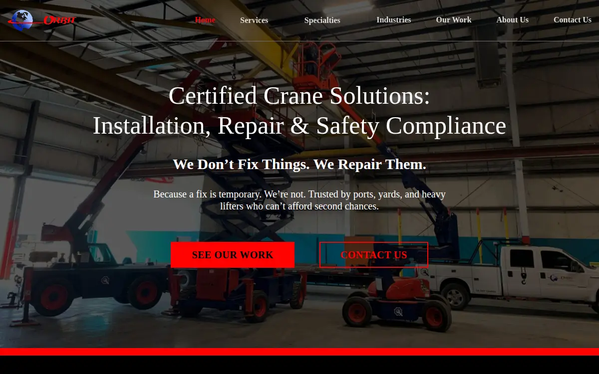 Homepage of Orbit Industrial Service & Maintenance, LLC