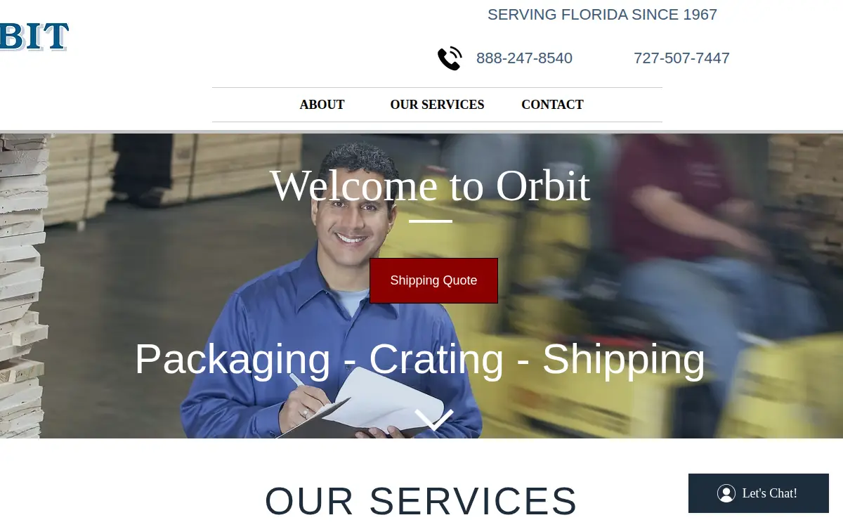 Homepage of Orbit Distributing Incorporated