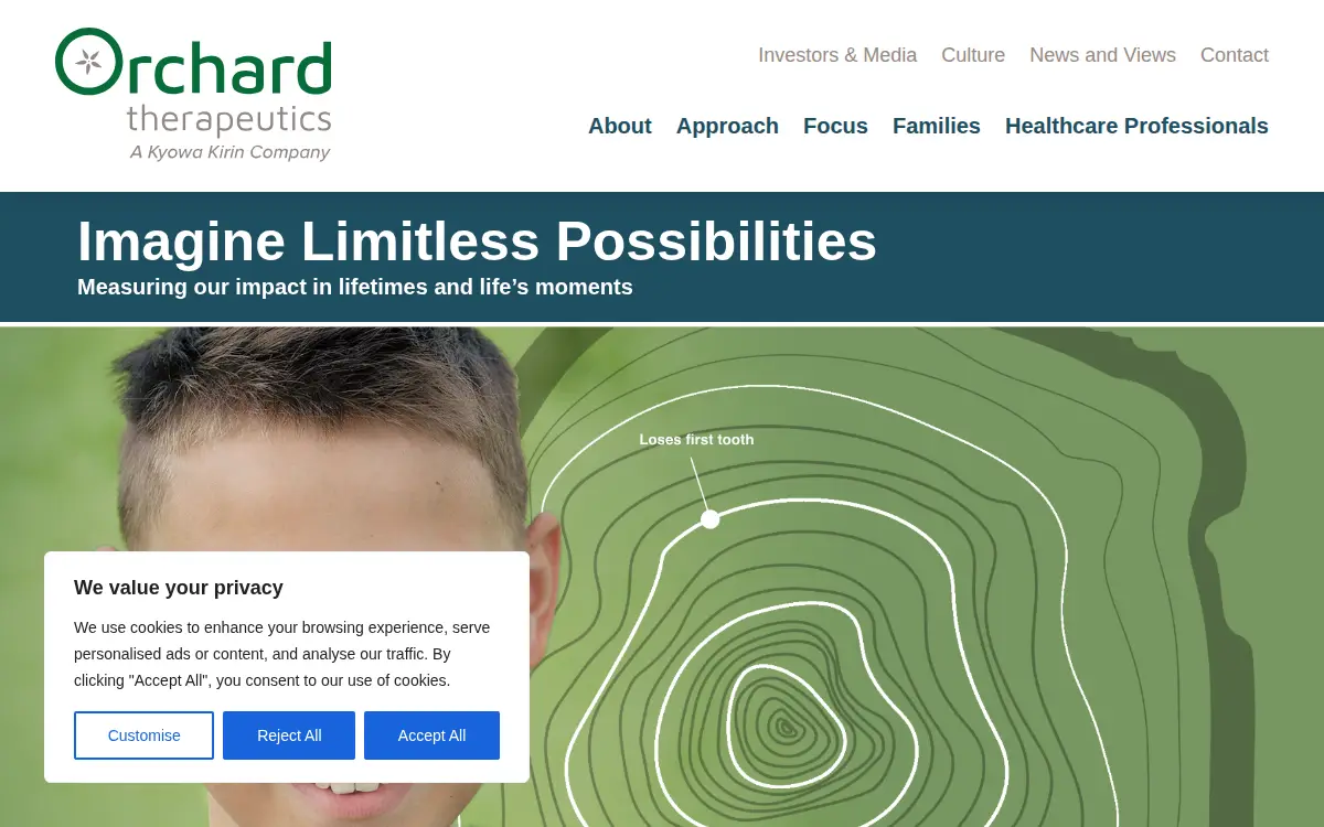 Homepage of Orchard Therapeutics North America