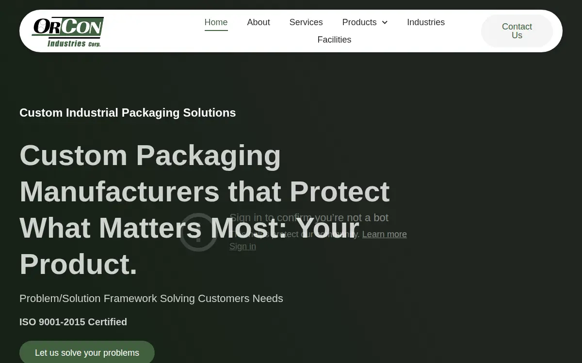 Homepage of Orcon Industries CORP