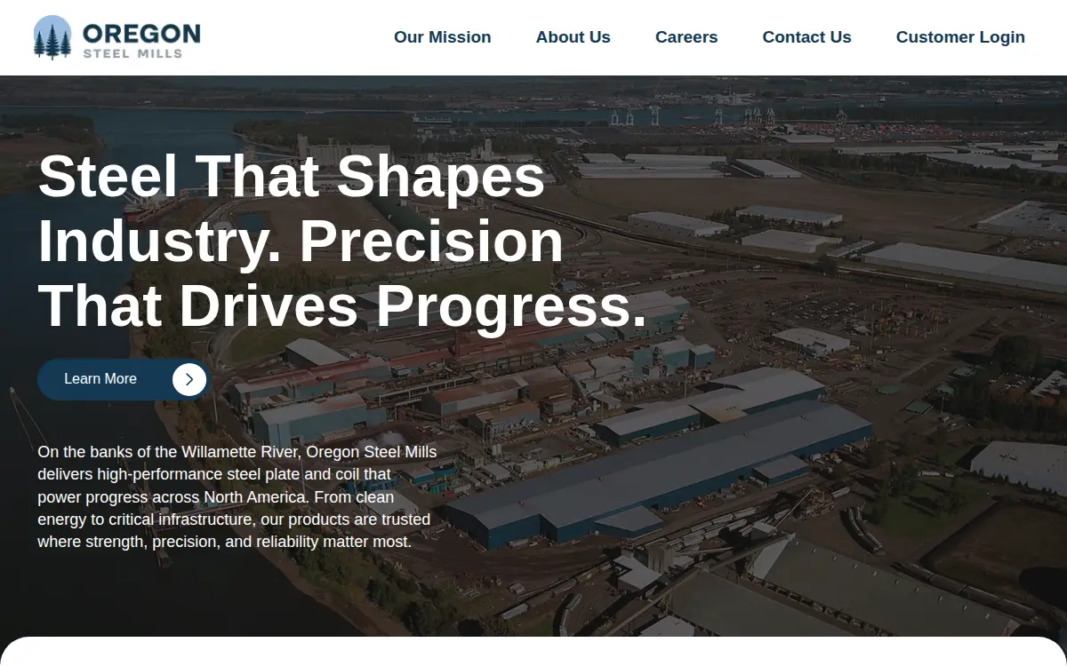 Homepage of Oregon Steel Mills LLC