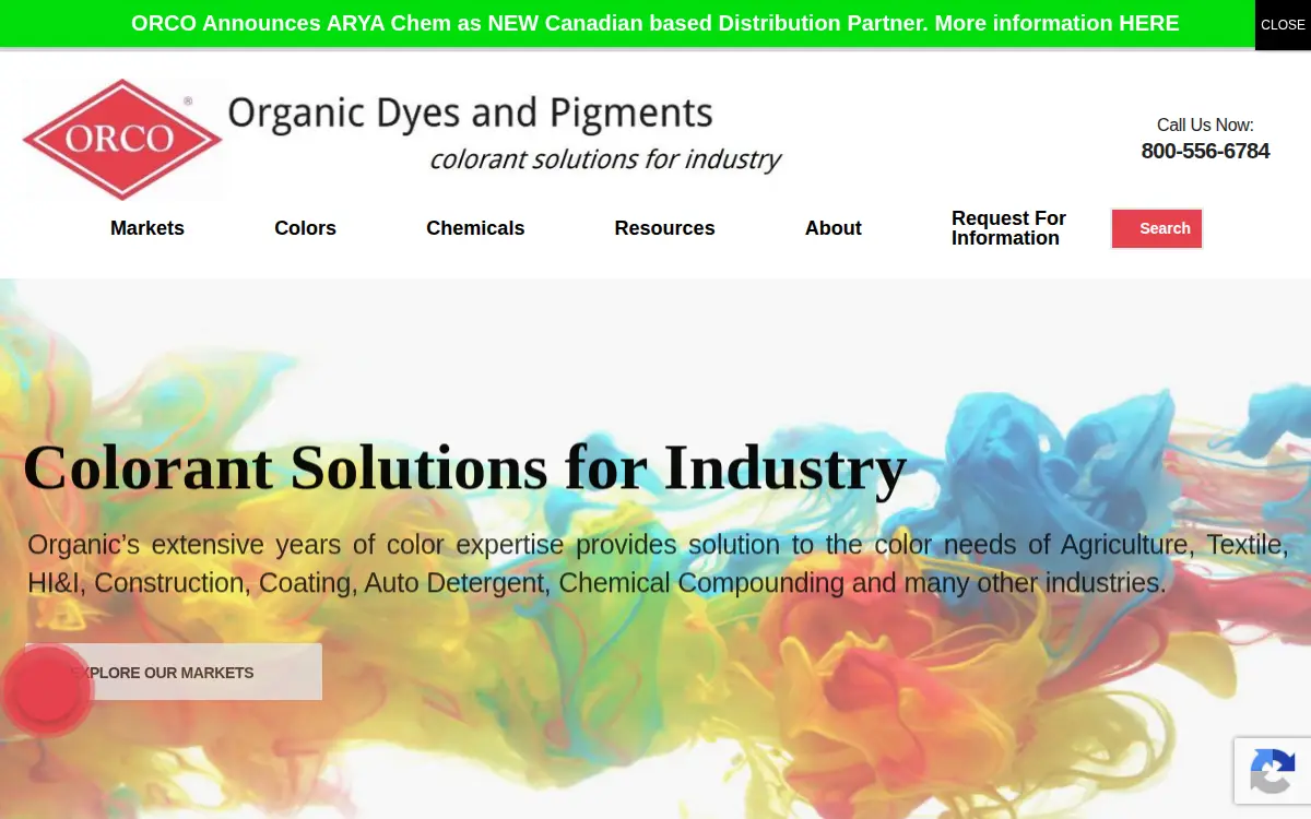 Homepage of Organic Dyes and Pigments, LLC