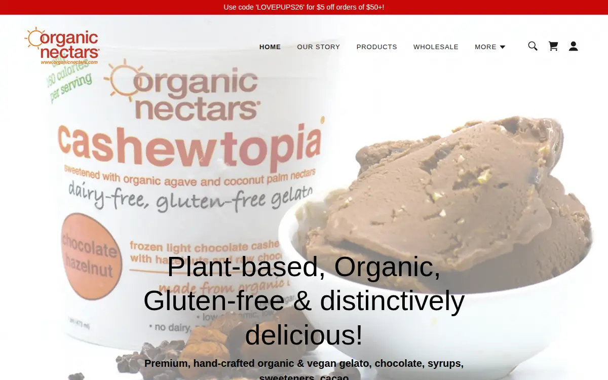 Homepage of Organic Nectars, INC.