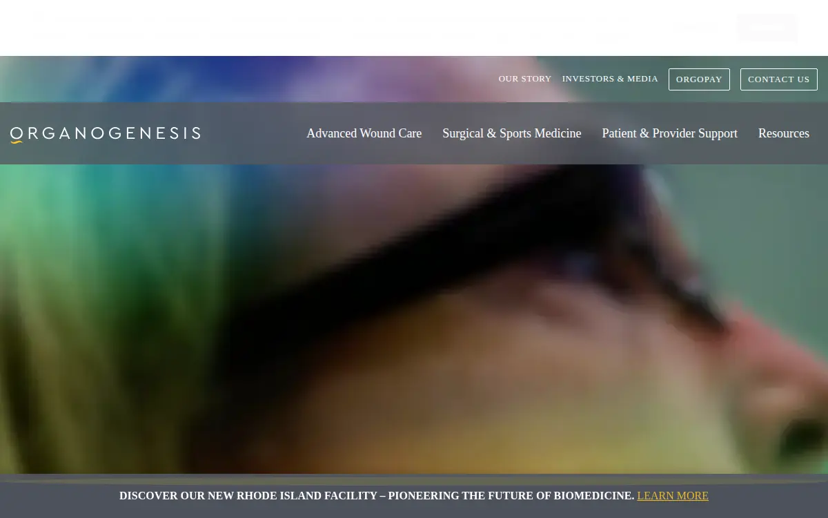 Homepage of Organogenesis INC