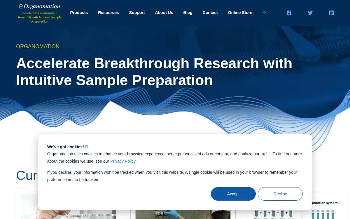 Homepage of Organomation Manufacturing INC