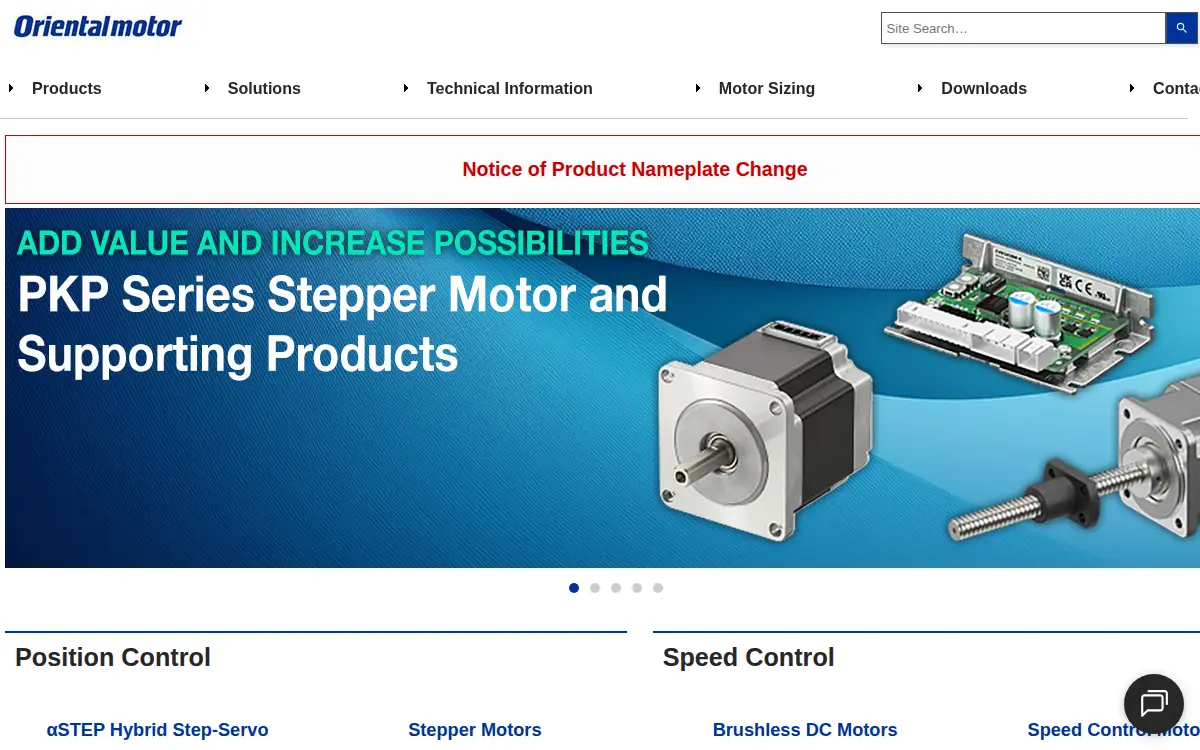 Homepage of Oriental Motor U.s.a. Corporation
