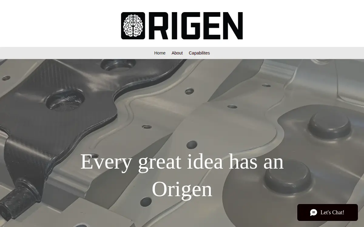 Homepage of Origen Manufacturing LLC