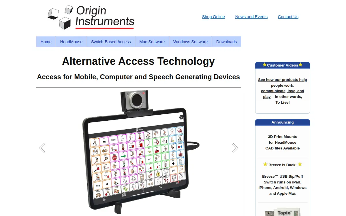 Homepage of Origin Instruments CORP