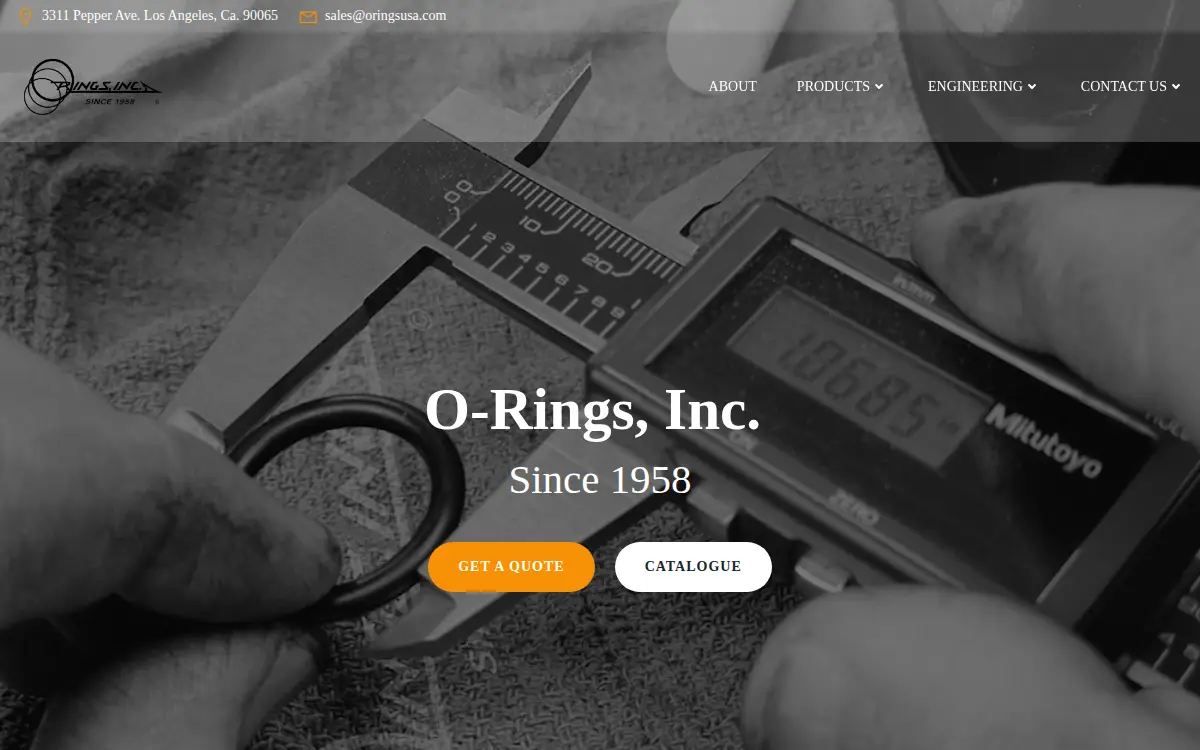 Homepage of O-rings, INC.