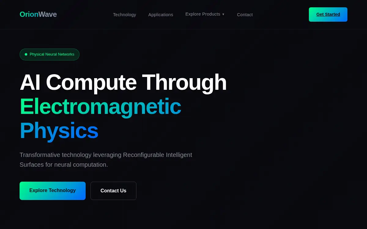 Homepage of Orion Wave Technology Corporation