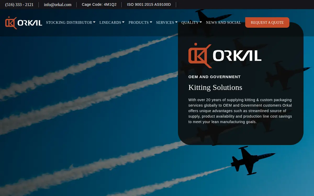 Homepage of Orkal Industries LLC