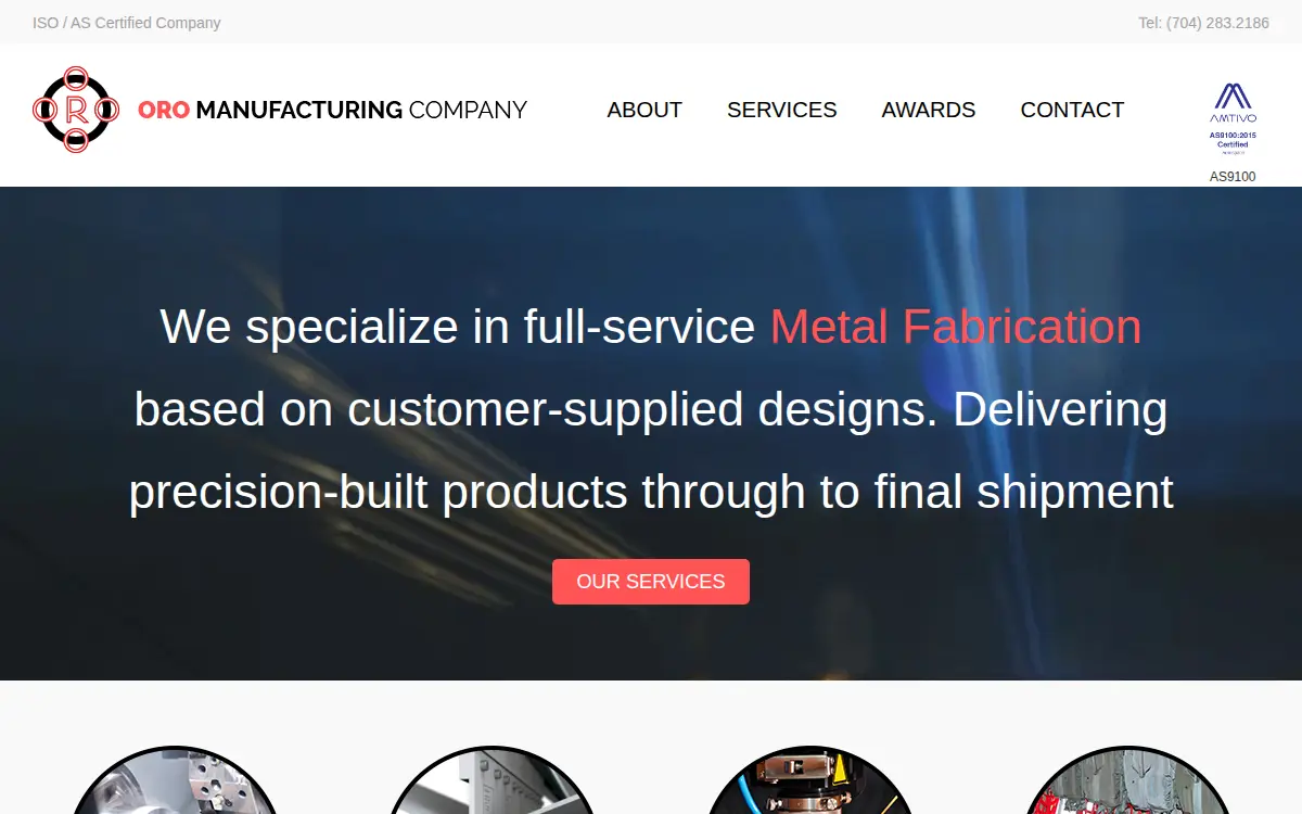 Homepage of Oro Manufacturing CO