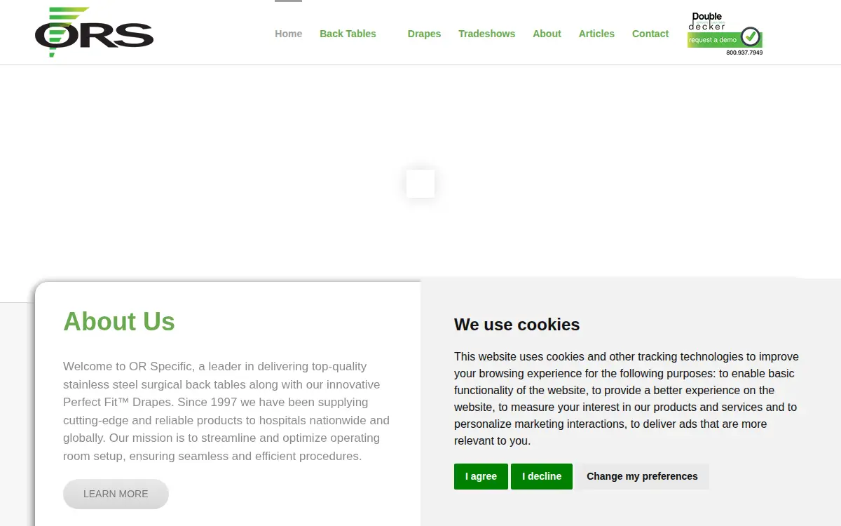 Homepage of Or Specific, INC.