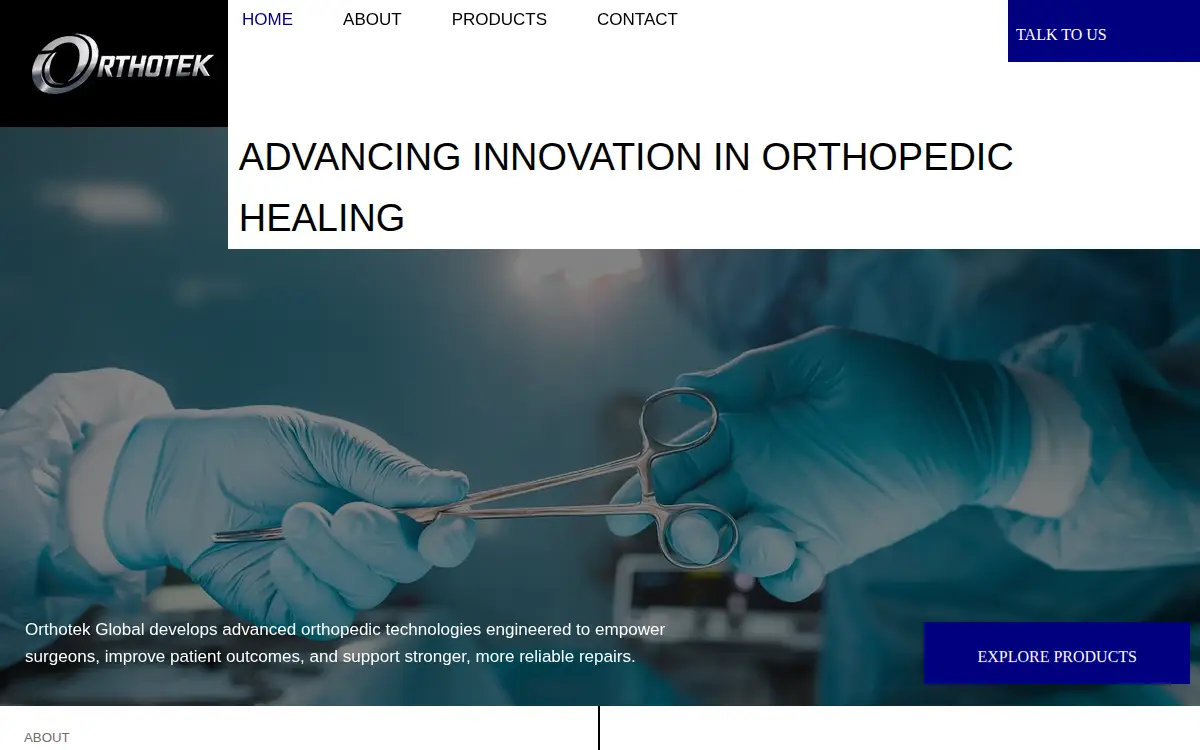 Homepage of Orthotek LLC