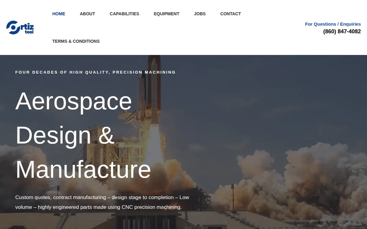 Homepage of Ortiz Tool, LLC