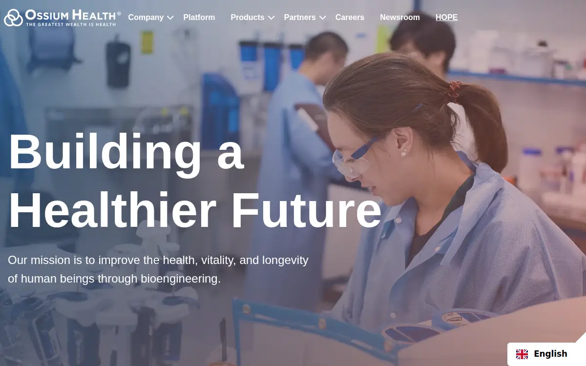 Homepage of Ossium Health, INC.