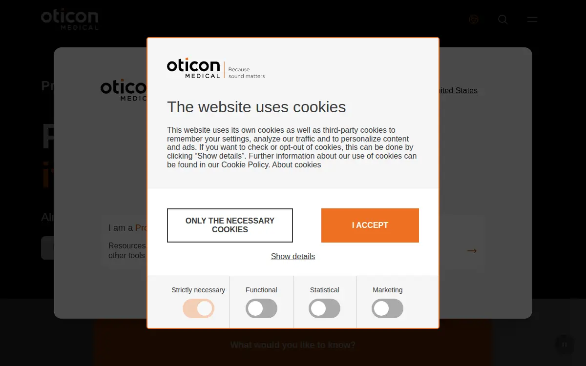 Homepage of Oticon Medical LLC