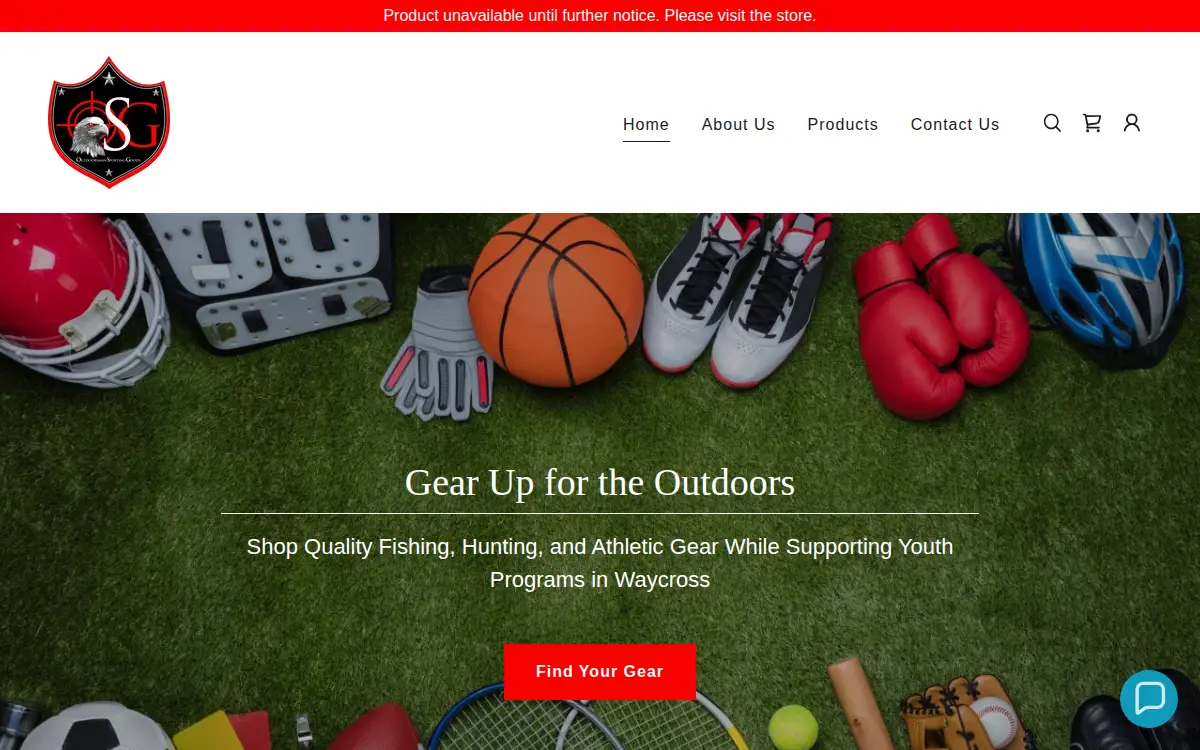 Homepage of Outdoorsman Sporting Goods LLC.