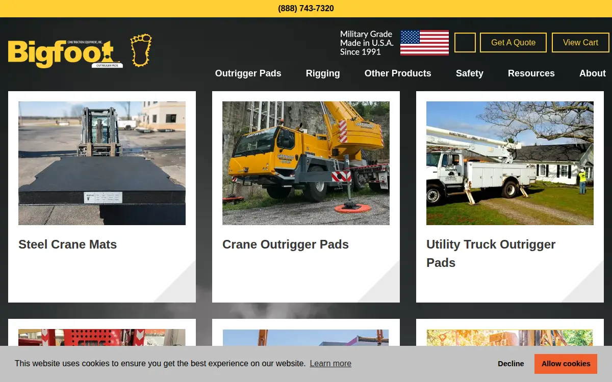 Homepage of Bigfoot Construction Equipment, INC.