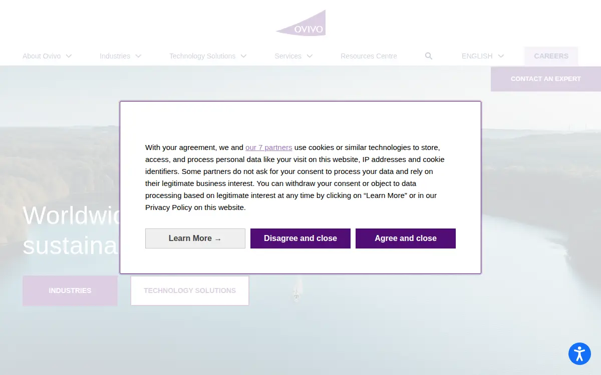 Homepage of Ovivo Usa, LLC