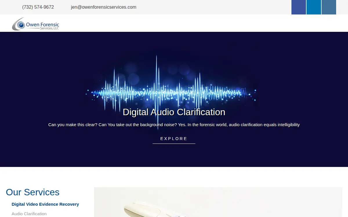 Homepage of Owen Forensic Services LLC