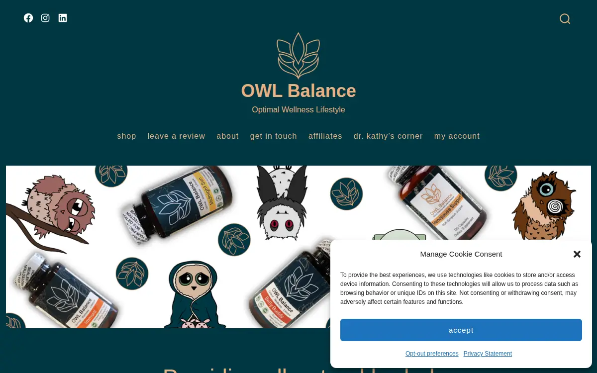 Homepage of Optimal Wellness and Lifestyle Balance, LLC