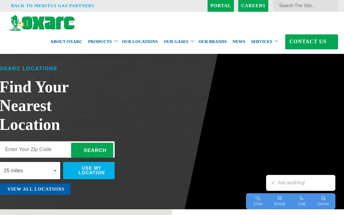 Homepage of Oxarc, LLC