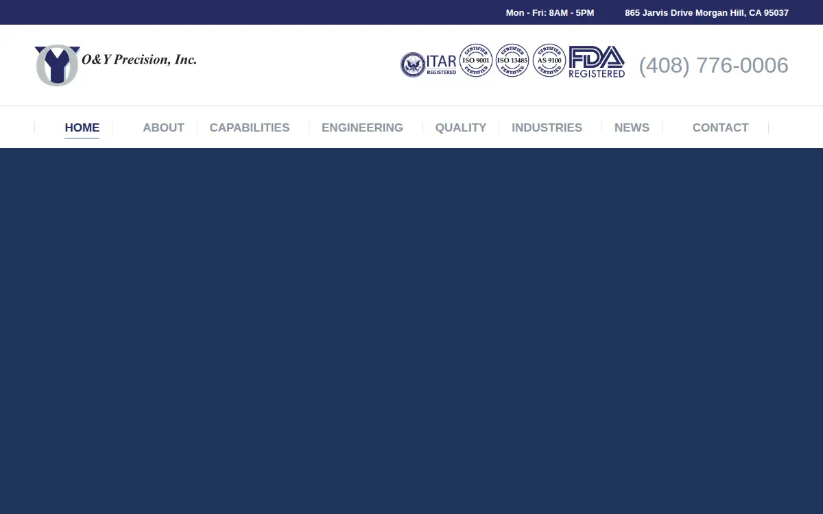 Homepage of O & Y Precision INC