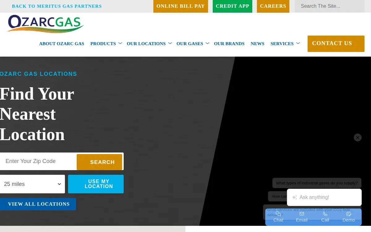 Homepage of Oz Arc/gas Equipment & Supply, INC.