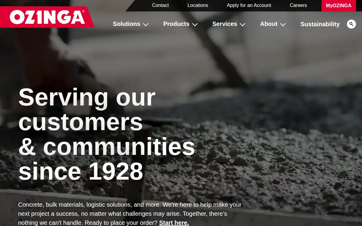 Homepage of Ozinga On-site INC
