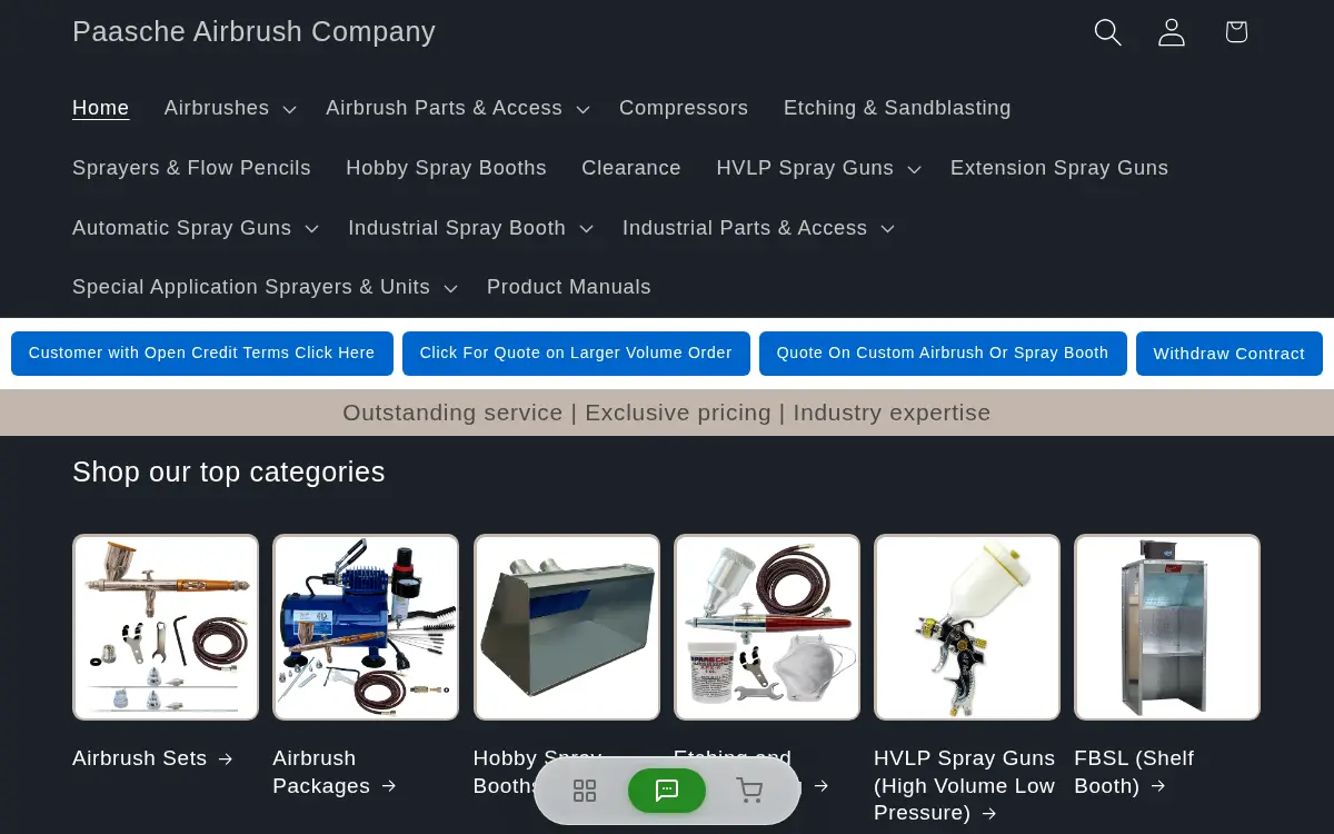 Homepage of Paasche Airbrush CO