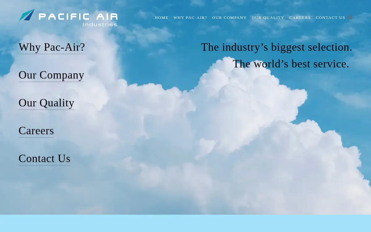 Homepage of Pacific Air Industries, LLC