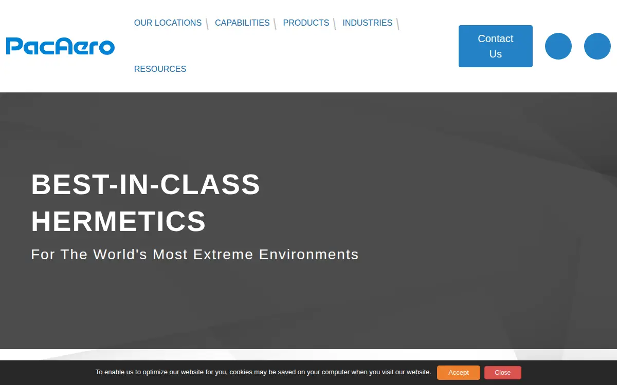 Homepage of Pacific Aerospace & Electronics, LLC