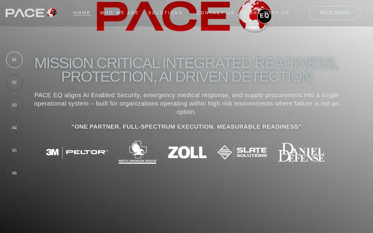 Homepage of Pace Eq, LLC