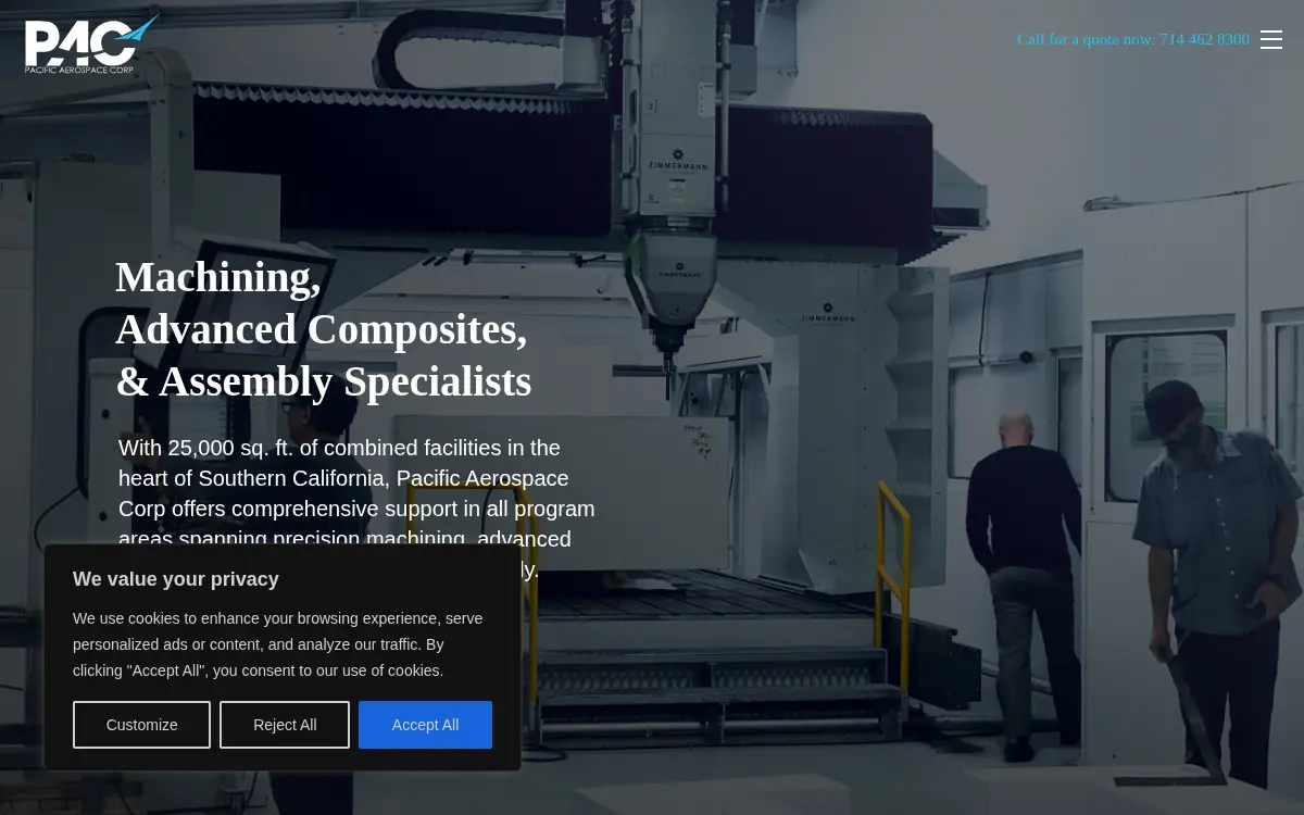 Homepage of Pacific Aerospace Corporation