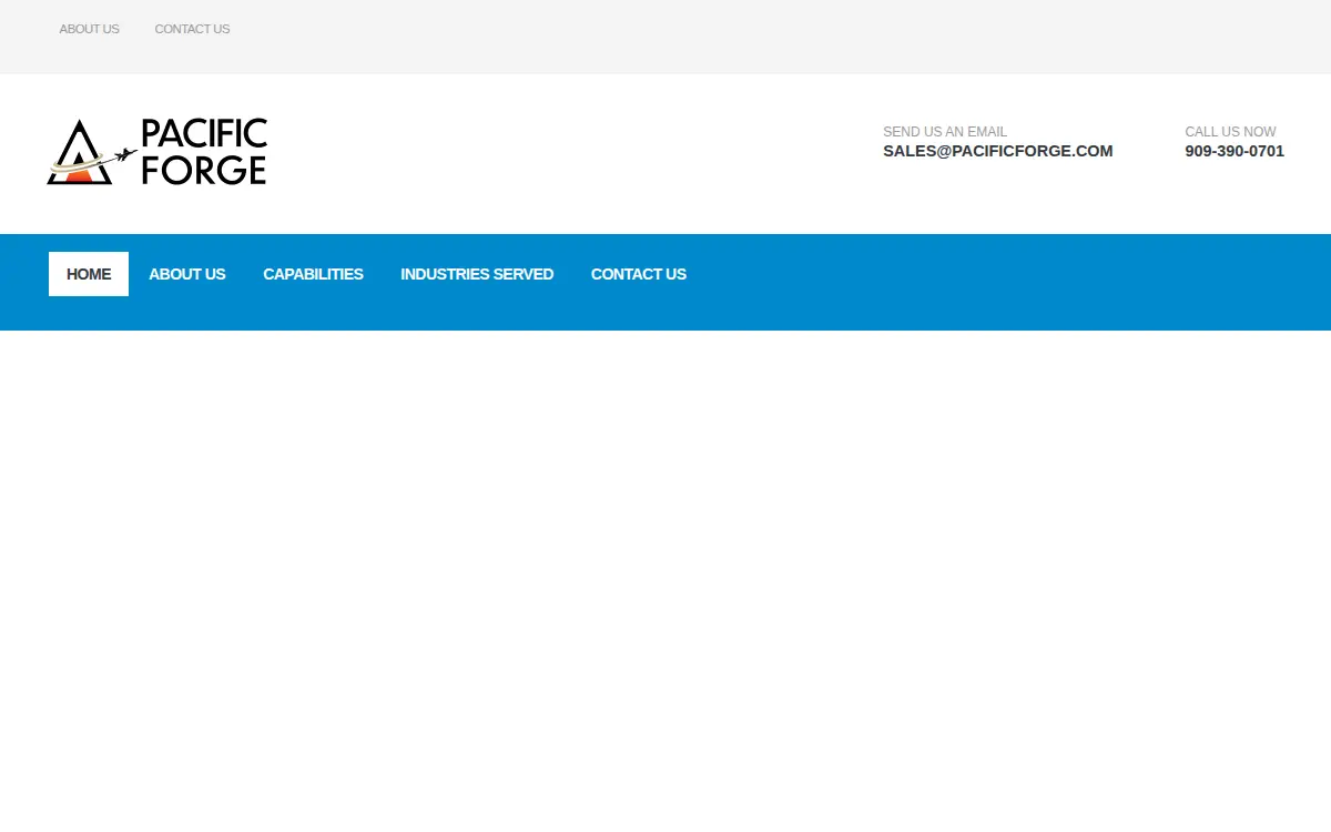 Homepage of Pacific Forge, INC.