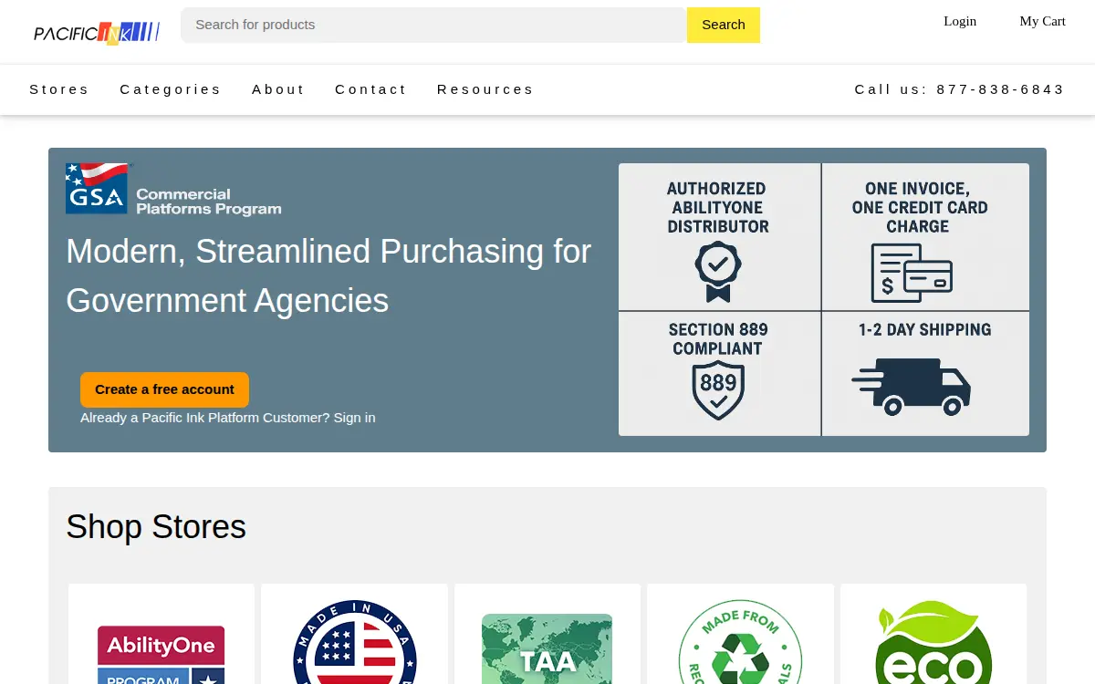 Homepage of Pacific Ink, INC.