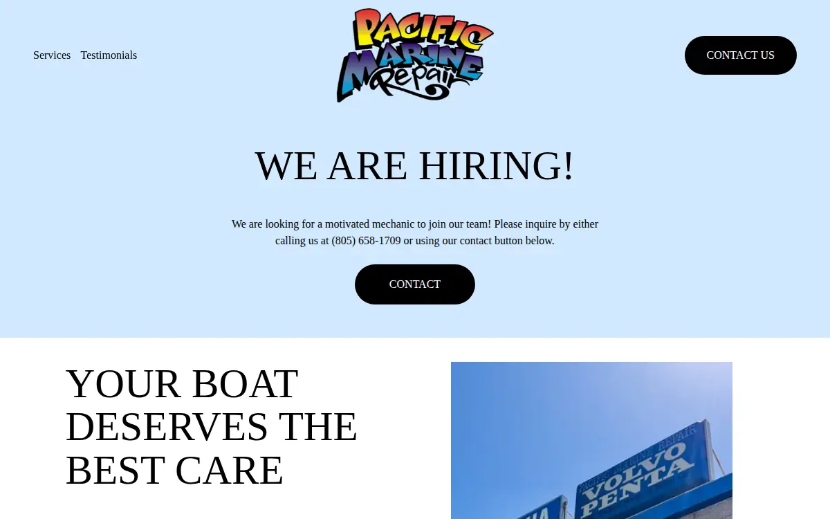 Homepage of Pacific Marine Repair