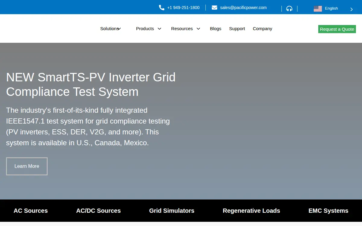 Homepage of Pacific Power Source INC