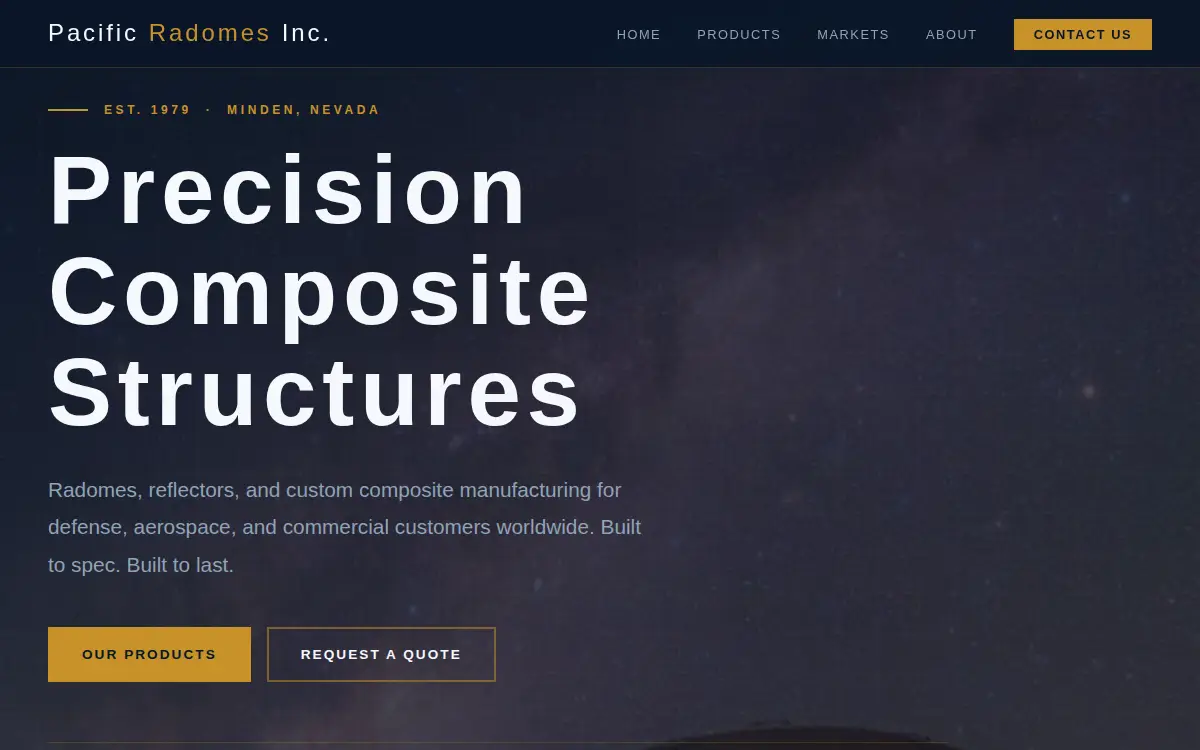 Homepage of Pacific Radomes, INC
