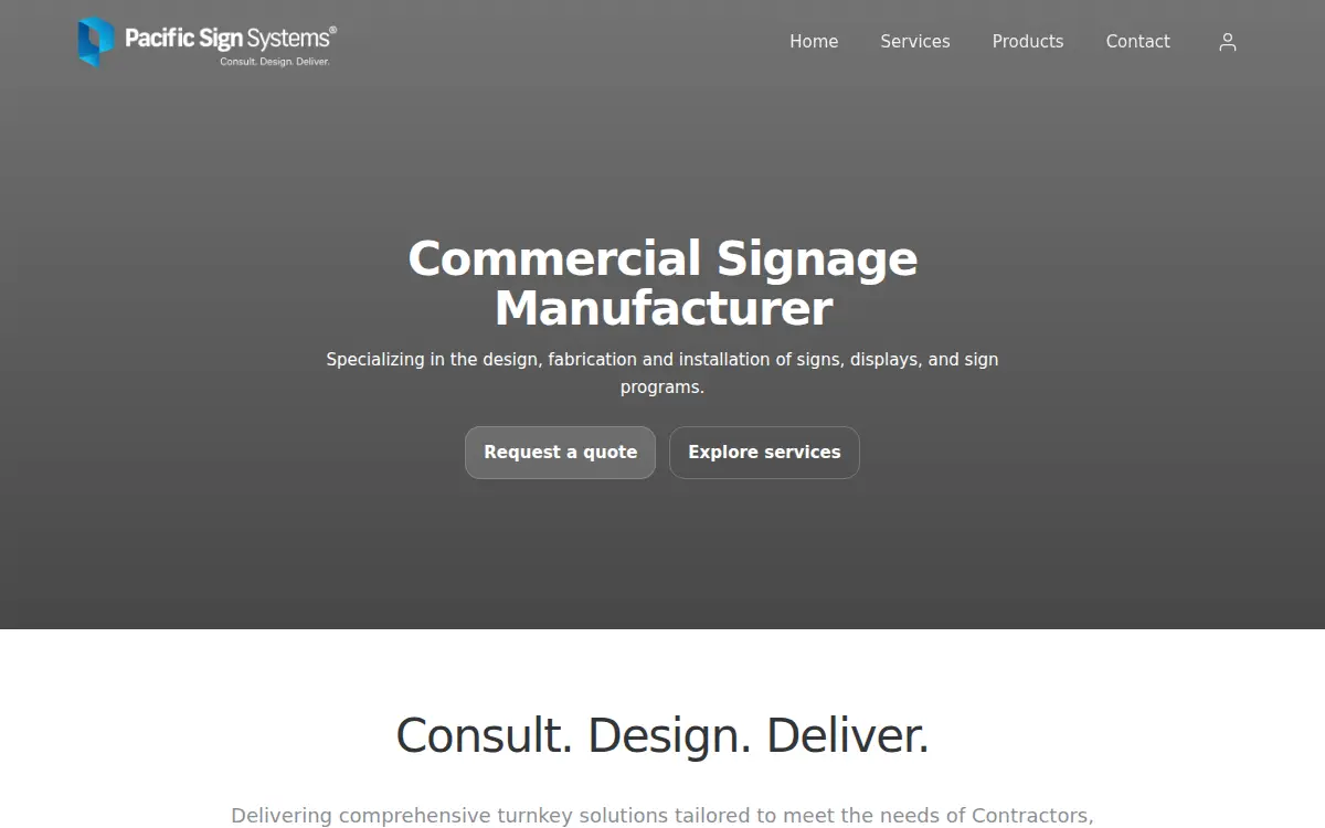Homepage of Pacific Sign Systems LLC