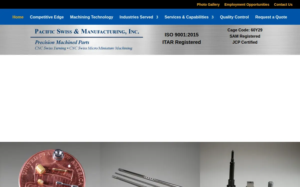 Homepage of Pacific Swiss & Manufacturing, INC.