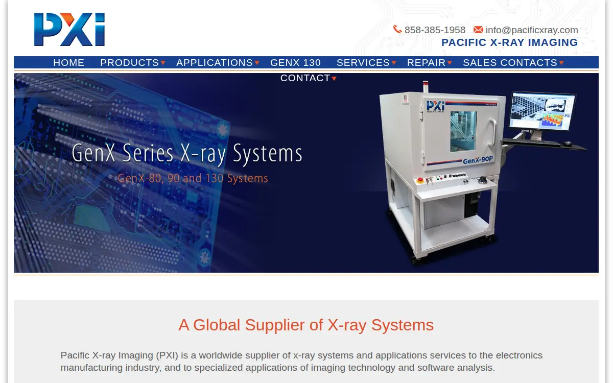 Homepage of Pacific X Ray Imaging LLC