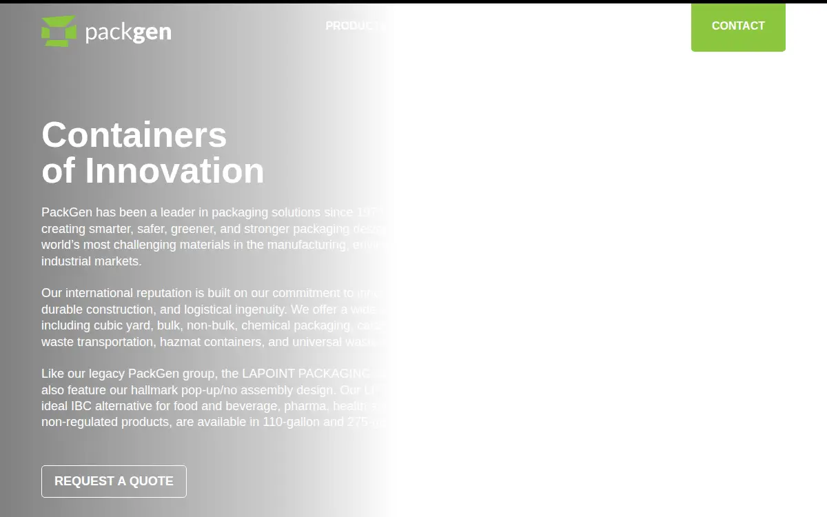 Homepage of Packgen