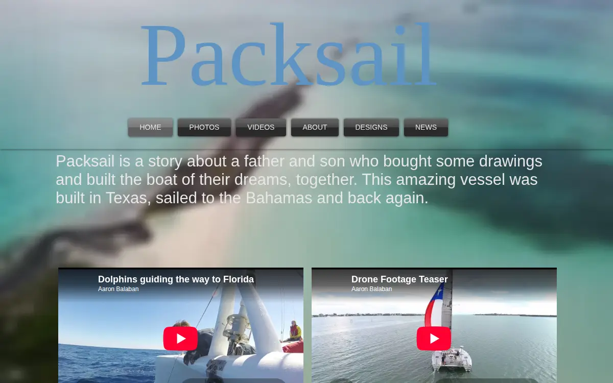 Homepage of Packsail LLC